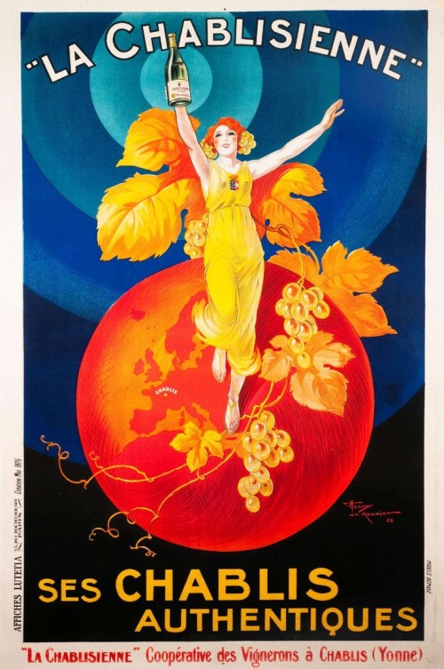 LA CHABLISIENNE, SES CHABLIS AUTHENTIQUES, FRENCH WINE POSTER